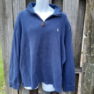 POLO RALPH LAUREN Men's 1/4 ZIP PULLOVER SWEATER Blue 100% Cotton X Large Blue